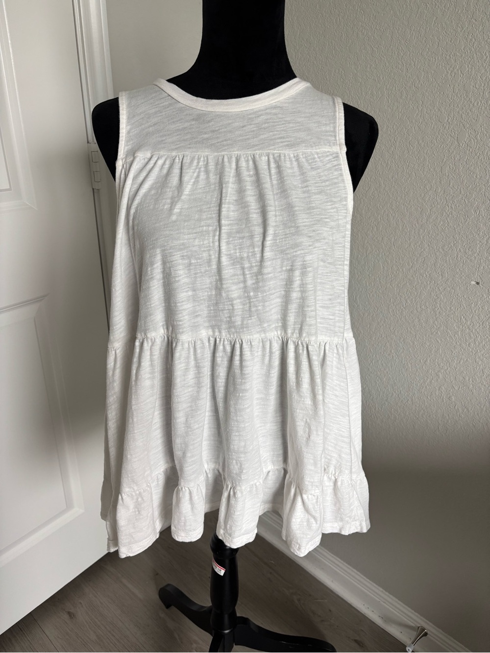 Anthropologie White Tiered Sleeveless Top